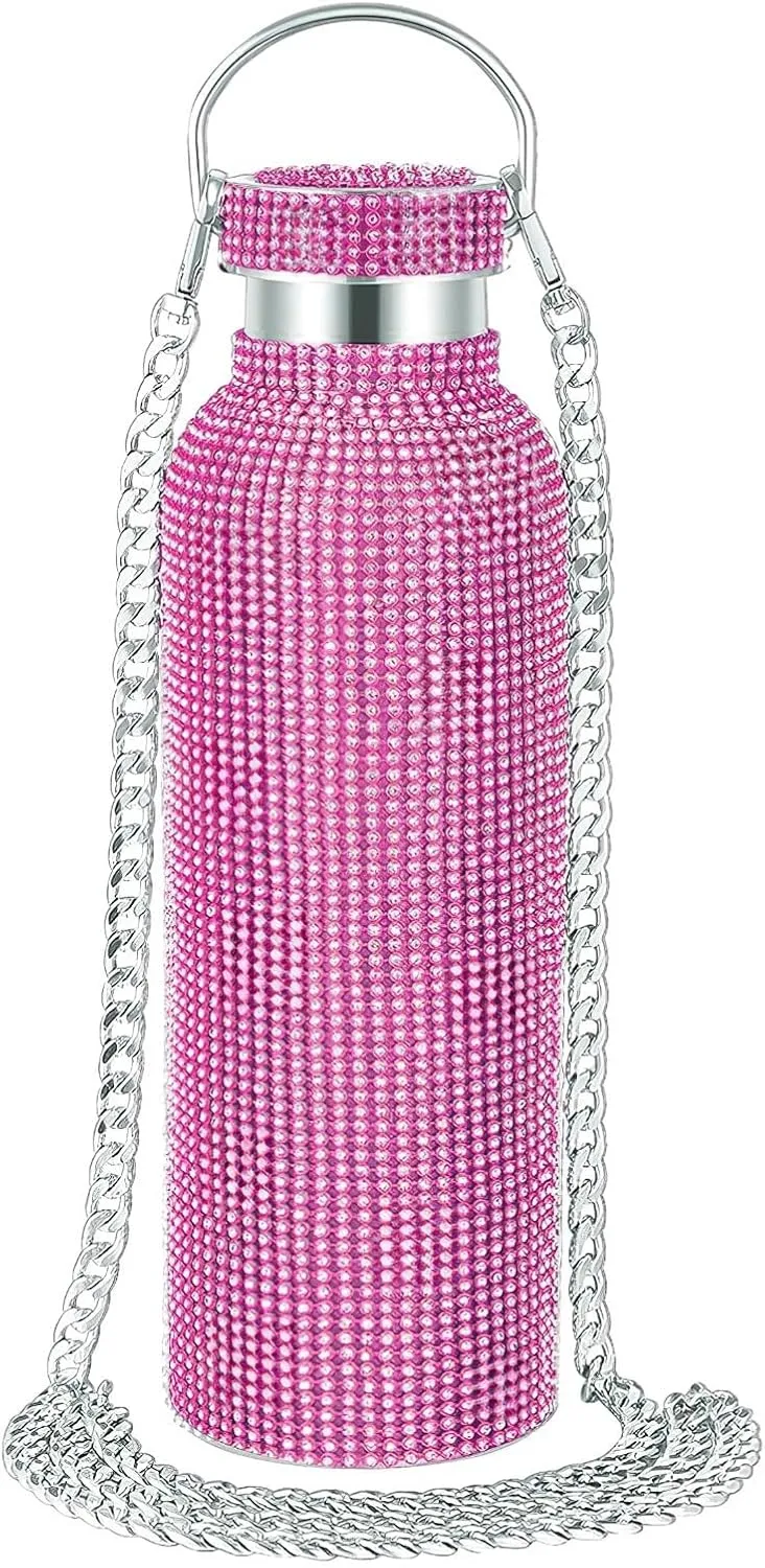 Rhinestone Water Bottle - 25 Oz Stainless Steel Insulated Hydration Bottle with Sparkling Design for Daily Use