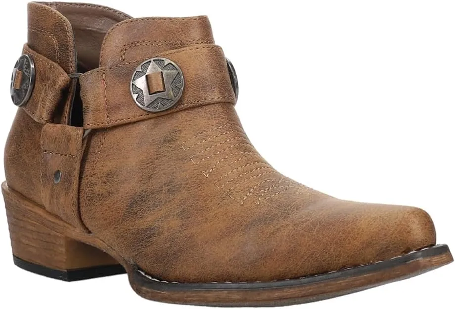 ROPER Womens Ava Harness Snip Toe Casual Boots Ankle Low Heel 1-2" - Brown
