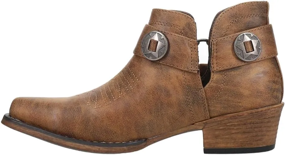 ROPER Womens Ava Harness Snip Toe Casual Boots Ankle Low Heel 1-2" - Brown