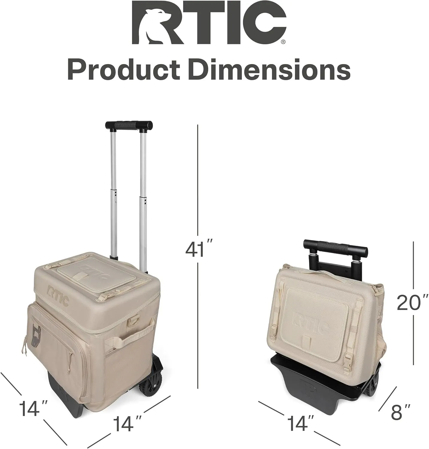 RTIC 40 Can Everyday Wheeled Cooler, Soft Sided Insulated Portable Rolling Collapsible Cooler Bag with Wheels and Handle for Outdoor, Beach, Camping, Sports, Travel, Leakproof