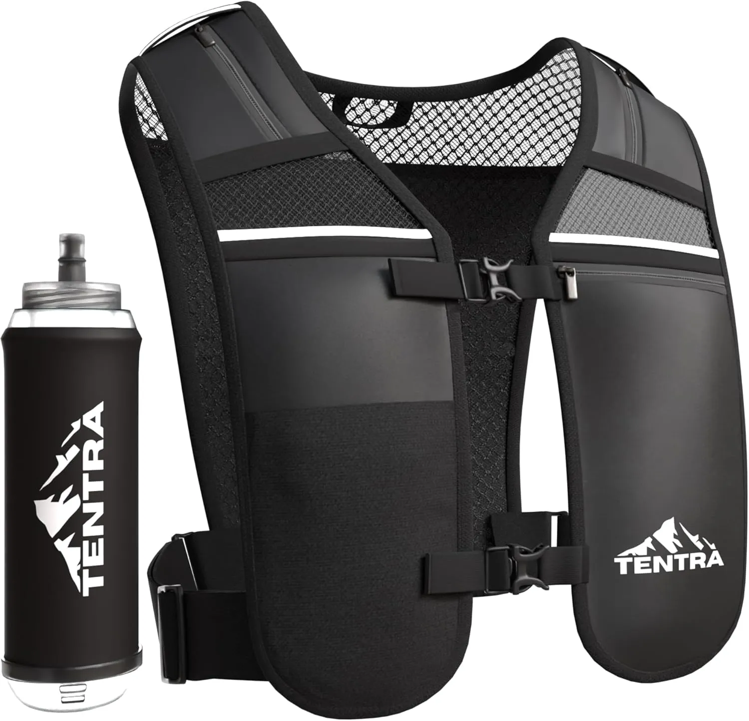 Running Phone Holder Vest with 500ml/17oz Running Water Bottle | Waterproof Phone Pouch Reflective Vest | 8 Pockets, Lightweight Hydration | Accessories for Men & Women