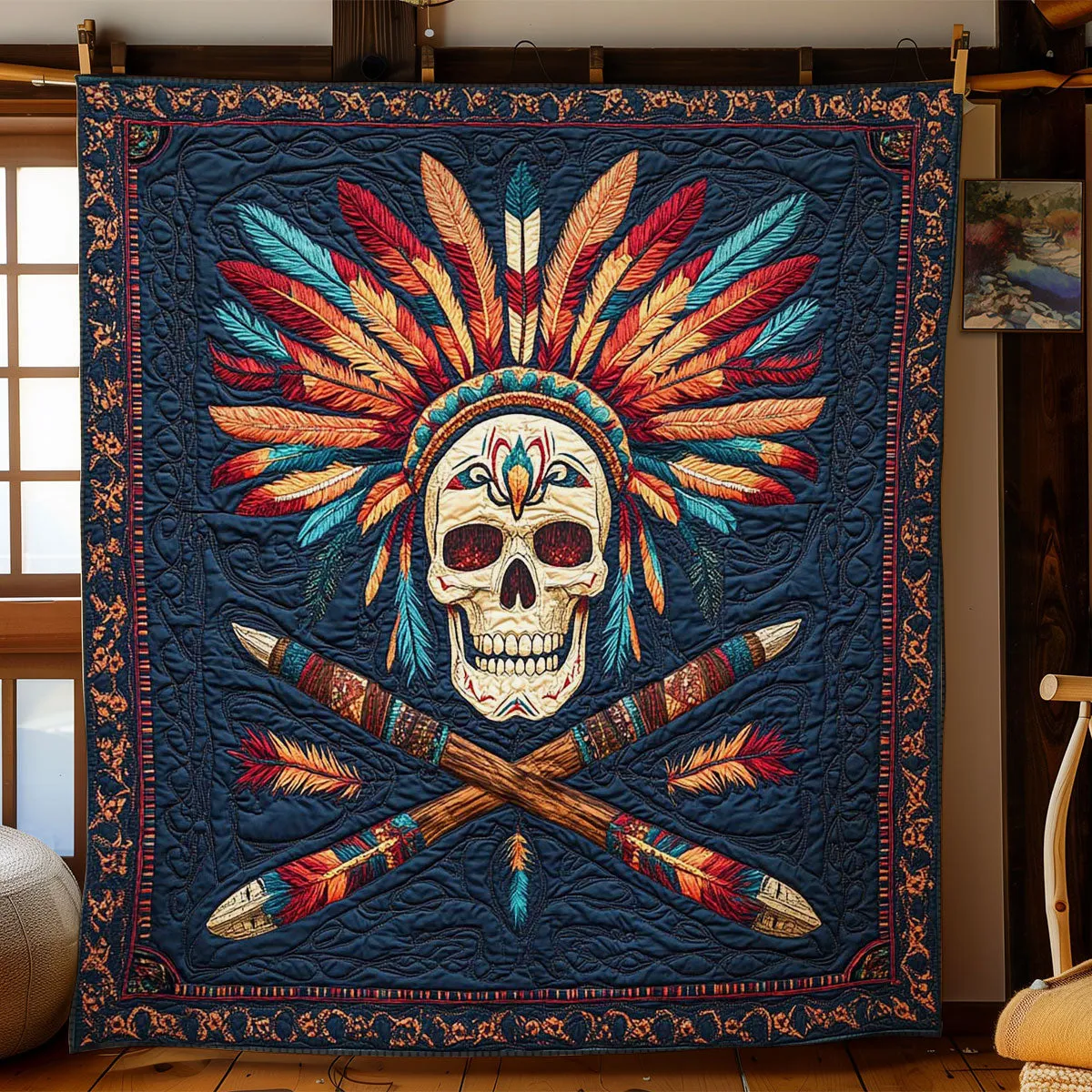 Rynx | Tribal Skull Warrior Quilt