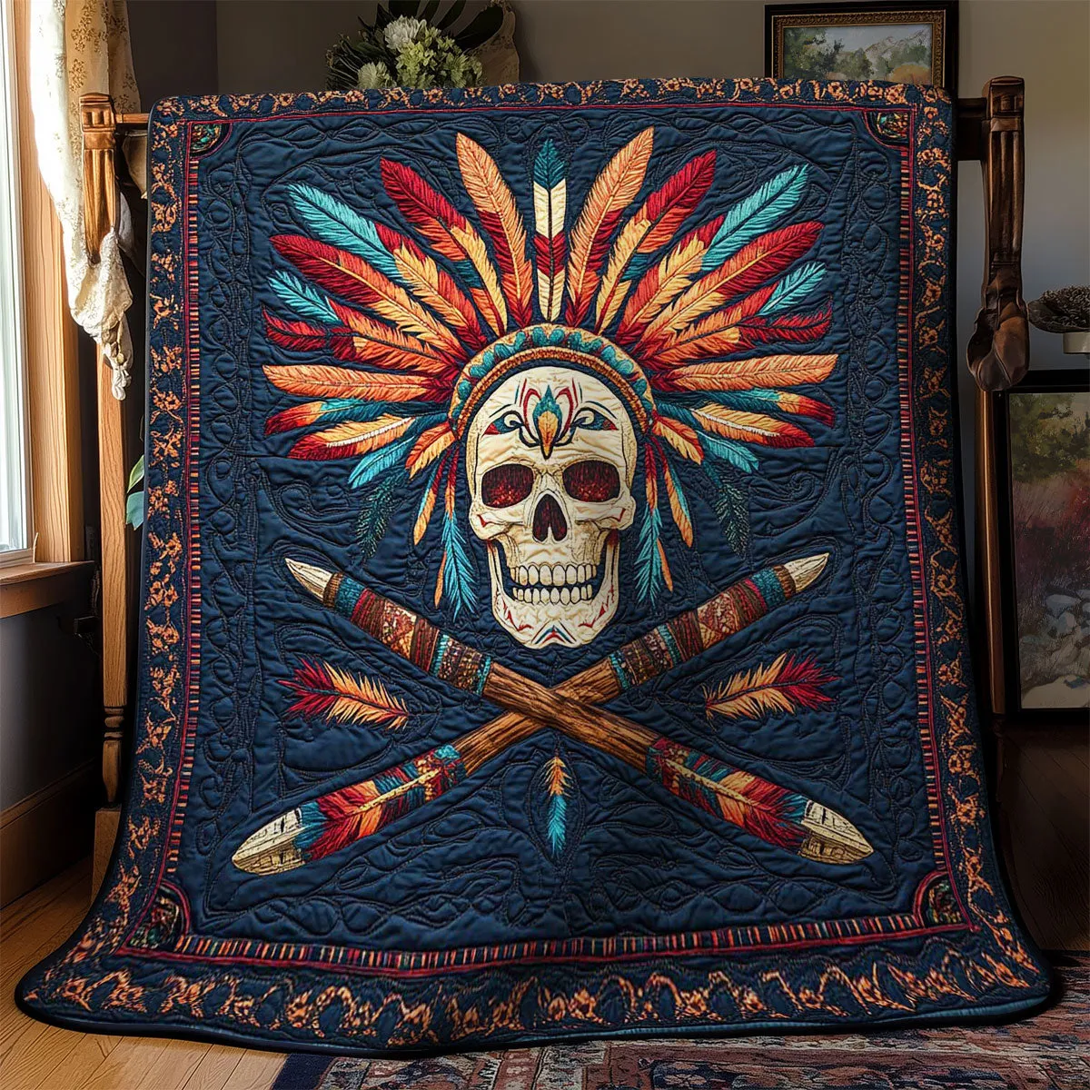 Rynx | Tribal Skull Warrior Quilt
