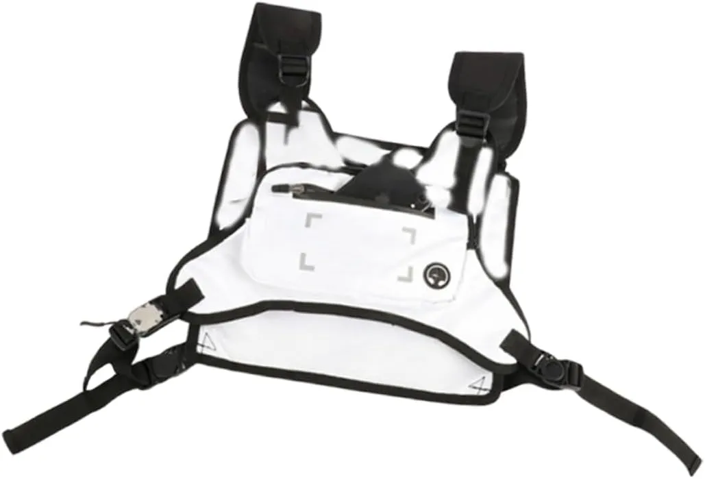 SAFIGLE Outdoor Multi-function Chest Rig Pack Mobile Phone Storage Backpack for Hiking Running and Riding Shoulder Straps White