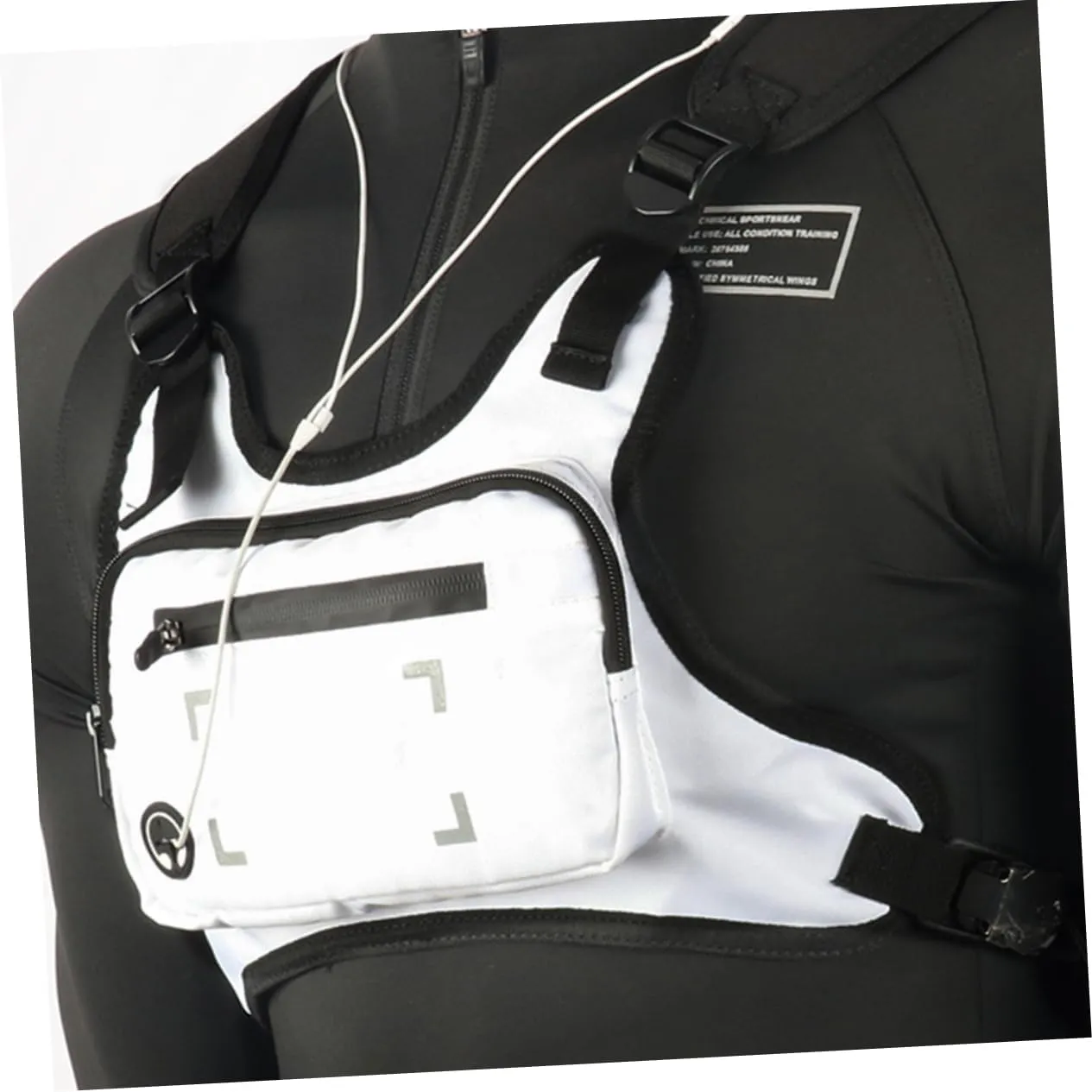 SAFIGLE Outdoor Multi-function Chest Rig Pack Mobile Phone Storage Backpack for Hiking Running and Riding Shoulder Straps White