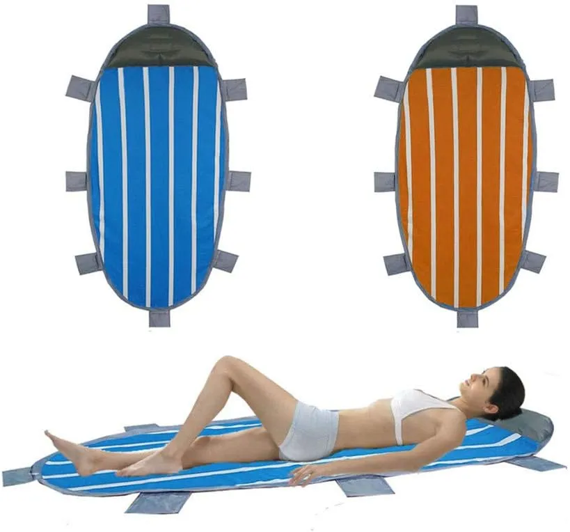 Sand Free Beach Blanket, Sandless Beach Camping Mat 21095cm Single Sand Proof Picnic Mat Moisture Proof Pad for Travel, Camping, Hiking and Music Festivals with Inflatable Pillow and Sandbag