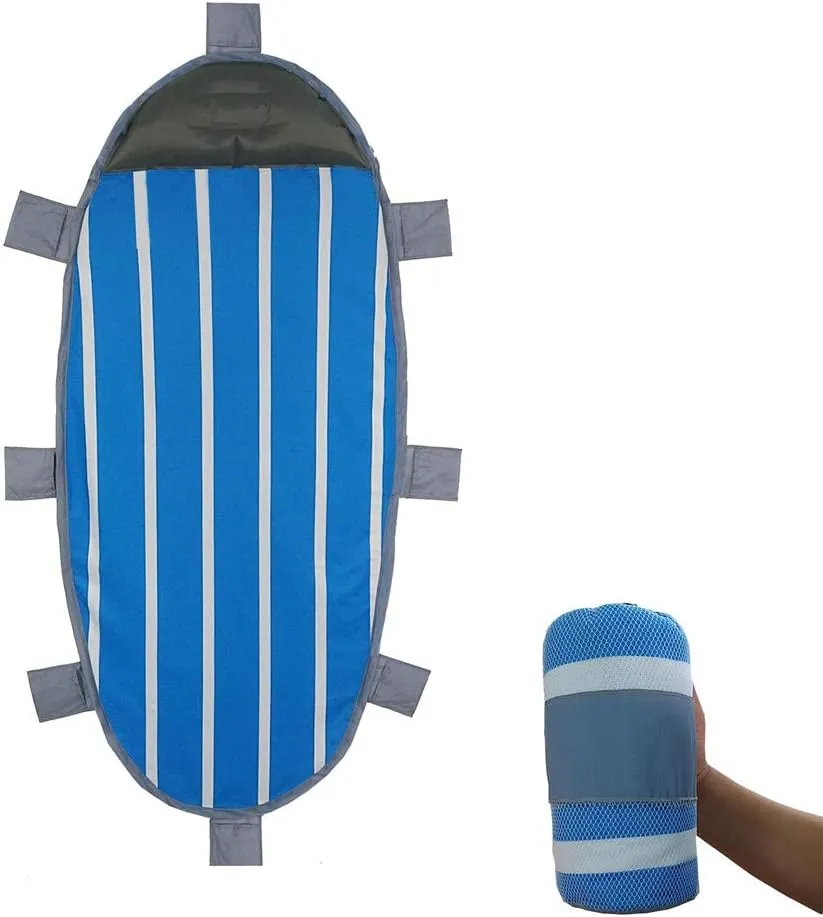 Sand Free Beach Blanket, Sandless Beach Camping Mat 21095cm Single Sand Proof Picnic Mat Moisture Proof Pad for Travel, Camping, Hiking and Music Festivals with Inflatable Pillow and Sandbag