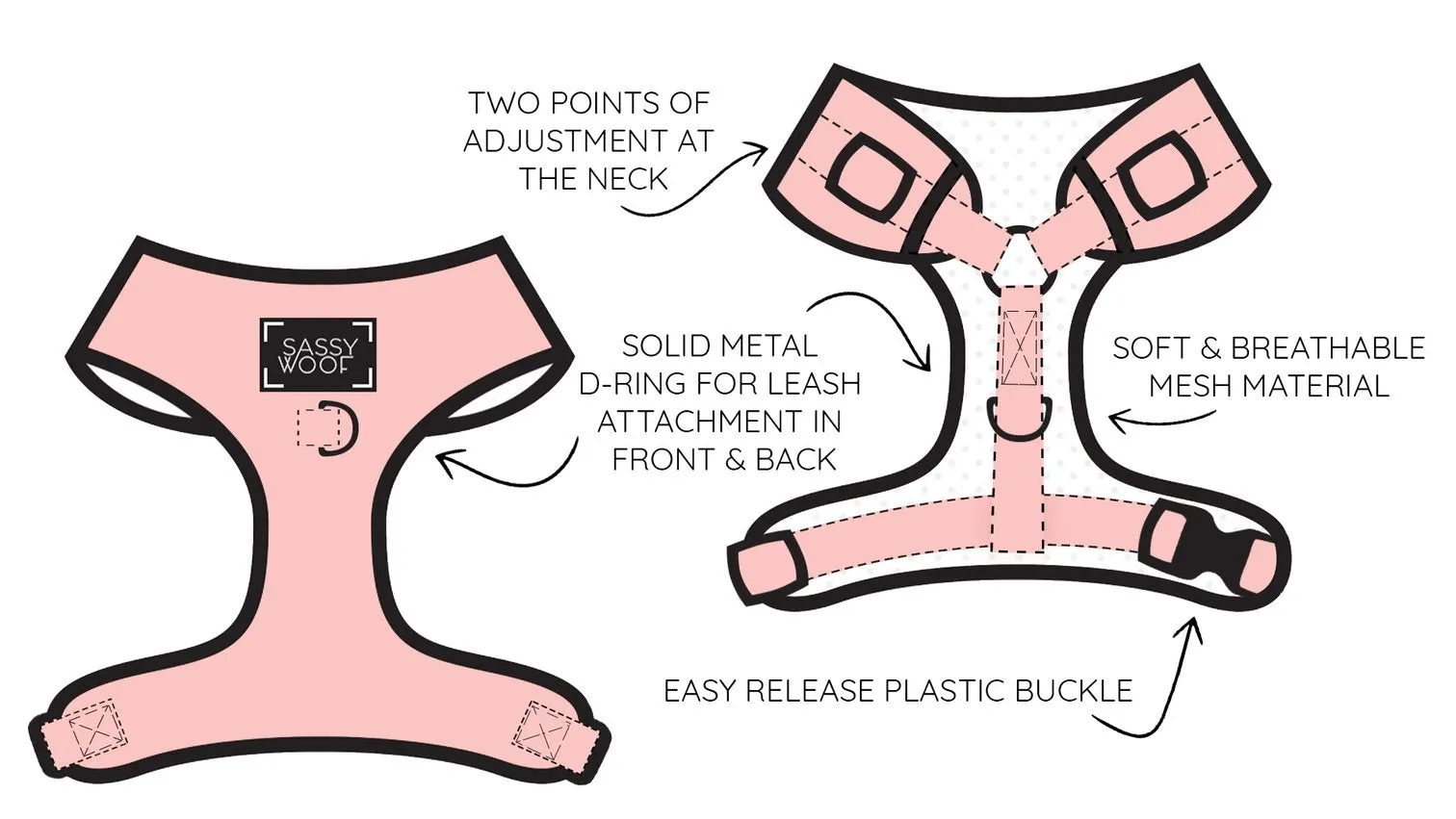 Sassy Woof Adjustable Harness - Main Squeeze