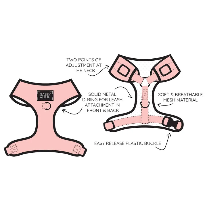 Sassy Woof Adjustable Harness - Neon Pink