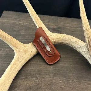 SBL Pocket Sheath. Micro. Medium Brown. Red Stitch. #125