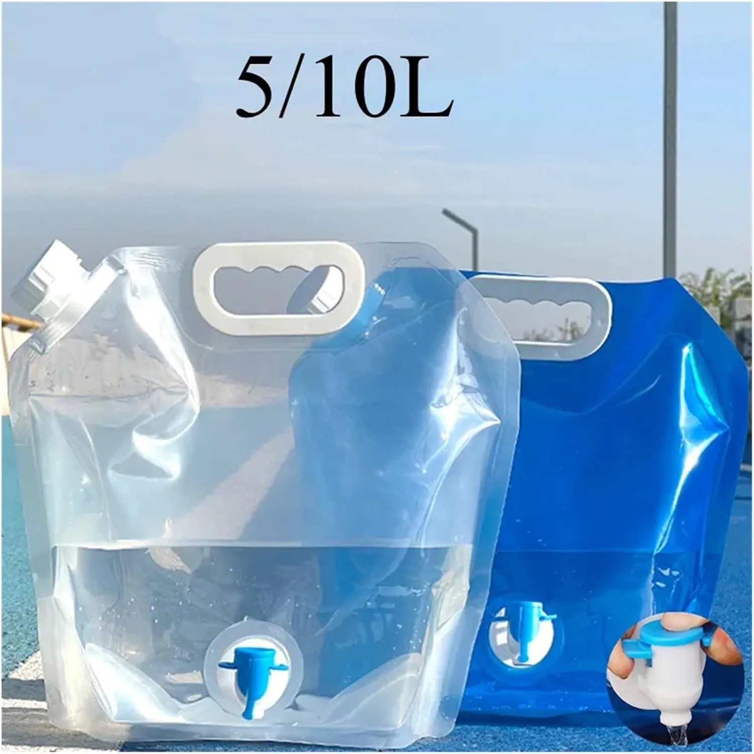 SBTRKT 5/10L Camping Water Bag Portable Folding Water Bucket Large Water Container Outdoor Travel Collapsible Pouch Can Camping Supplie (Color : Normal 5L Blue)