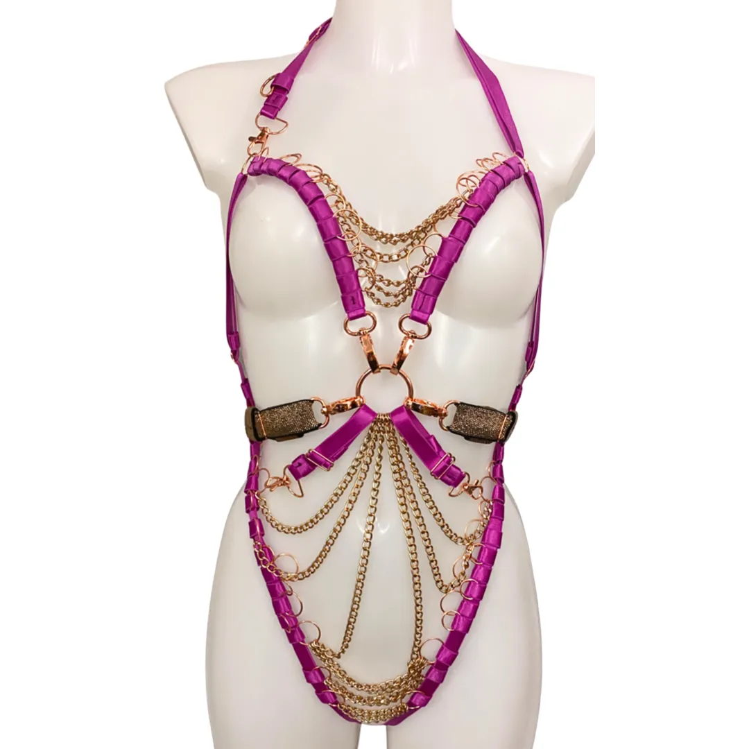 SEDUCTRESS Bodysuit, Hand DYED, Chain Details