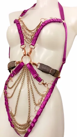 SEDUCTRESS Bodysuit, Hand DYED, Chain Details