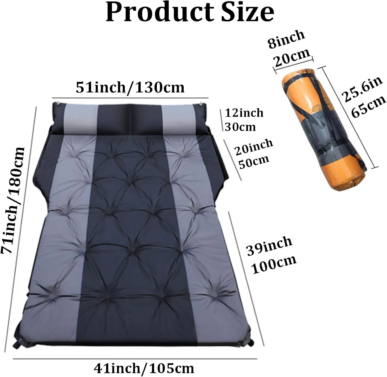Self-Inflating Car Air Mattress, Portable SUV Automatic Air Bed, Outdoor Travel Camping Sleeping Mat Air Mattress with Pillow,Car Bed, Car Sleeping Pad, Blue