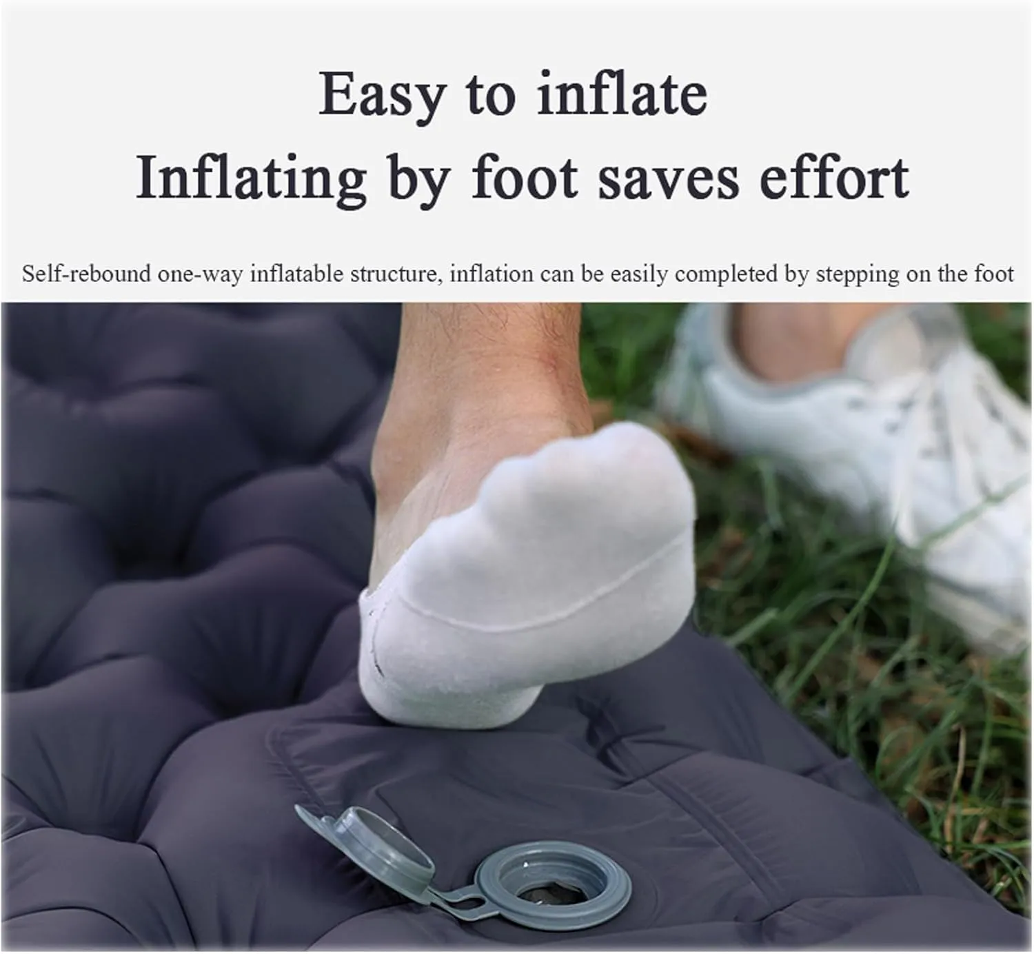 Self-Inflating Mattress, Outdoor Sleeping mat, Camping Tent Sleeping mat, Portable Double Mattress.(Gray)