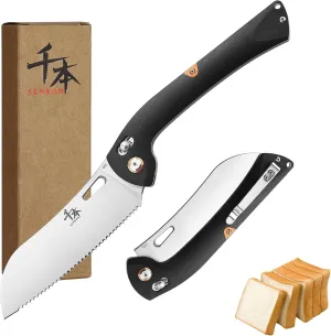 SENBON 440 Stainless Steel Super Sharp Pocket Folding Chef Knife Handle Camping Barbecue Outdoor Back Clip Portable
