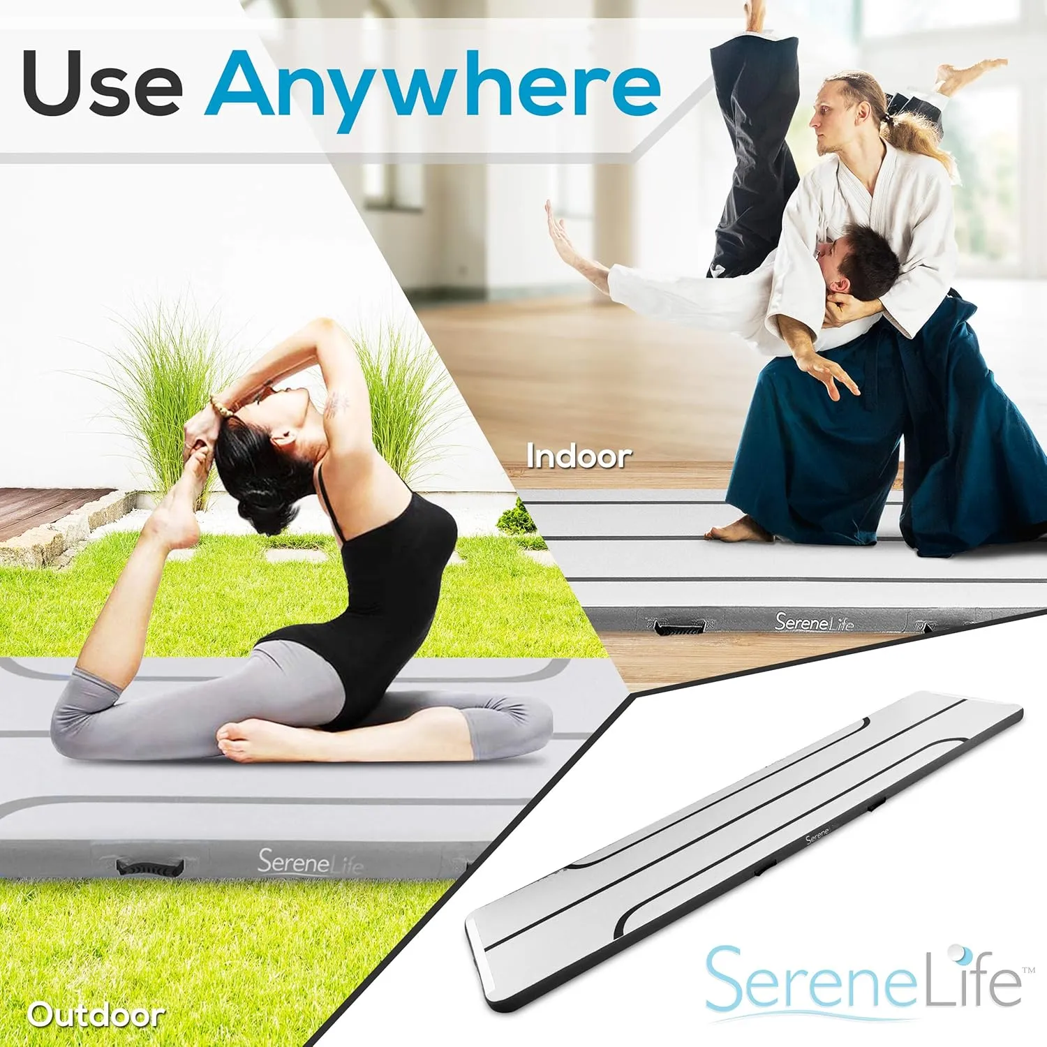 SereneLife Gymnastics Inflatable Air Tumbling Mat