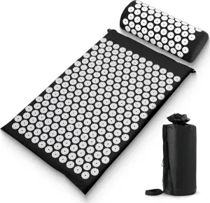 Sharper Image® Acupressure Mat & Pillow Set with Travel Bag for Full Body Muscle Recovery & Relaxation, Stress & Anxiety Relief, Back Neck Shoulder Pain Relief| Portable Travel Massage Tool Gift