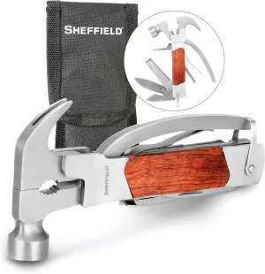 Sheffield 12913 Premium 14-in-1 Hammer Multi Tool, Multipurpose Tool for the Home, Camping Equipment, and Work, Hammer, Pliers, Survival Knife, & More