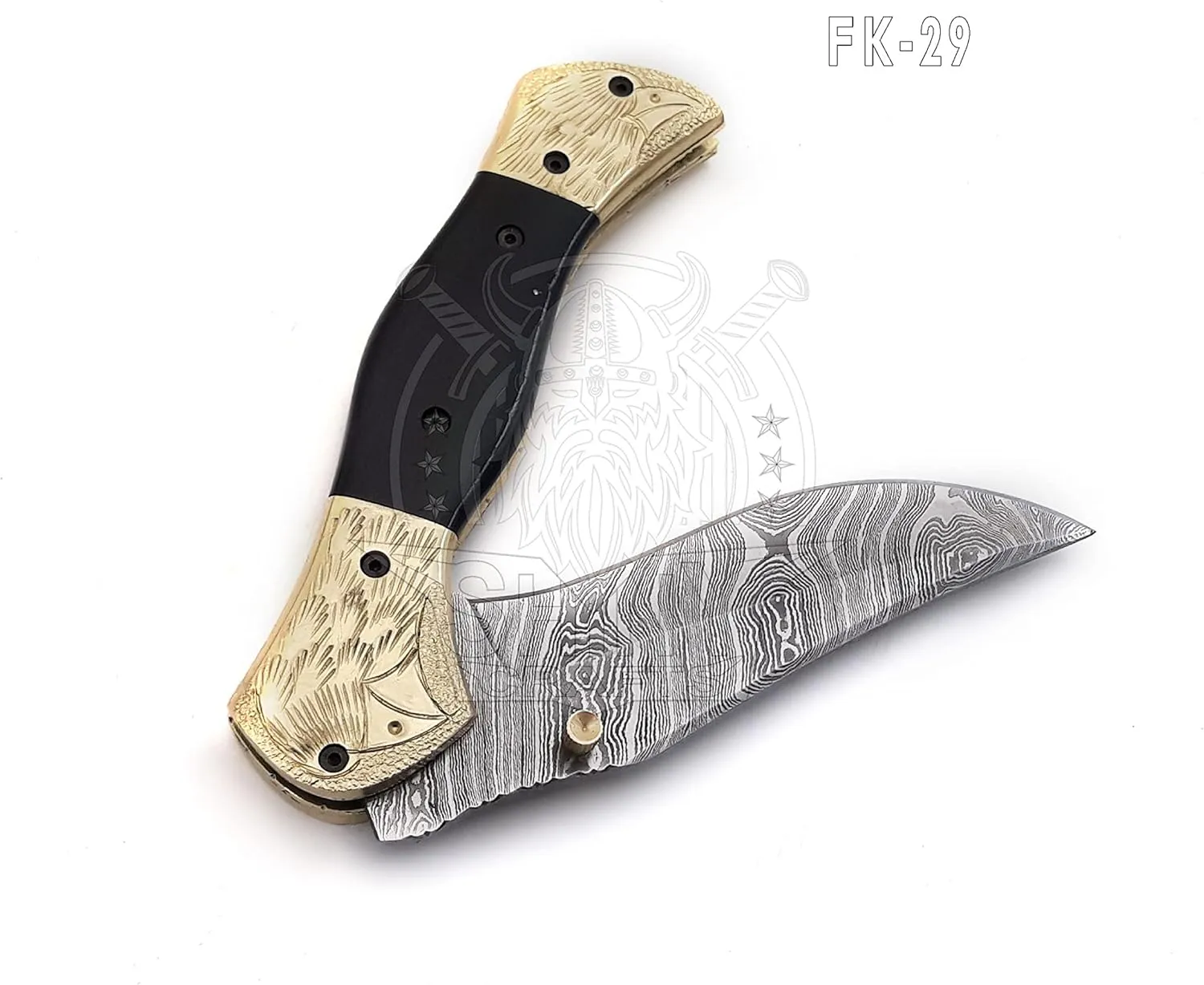 SHINY CRAFTS -Damascus Pocket Knife Knives For Men Tactical Knife OTF Knife- Handmade Folding & Pocket Knives Everyday Carry - PlainEdge - Leather Sheath (FK 08) (FK 29)