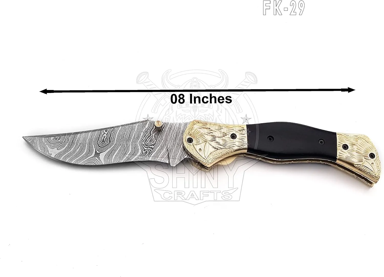 SHINY CRAFTS -Damascus Pocket Knife Knives For Men Tactical Knife OTF Knife- Handmade Folding & Pocket Knives Everyday Carry - PlainEdge - Leather Sheath (FK 08) (FK 29)