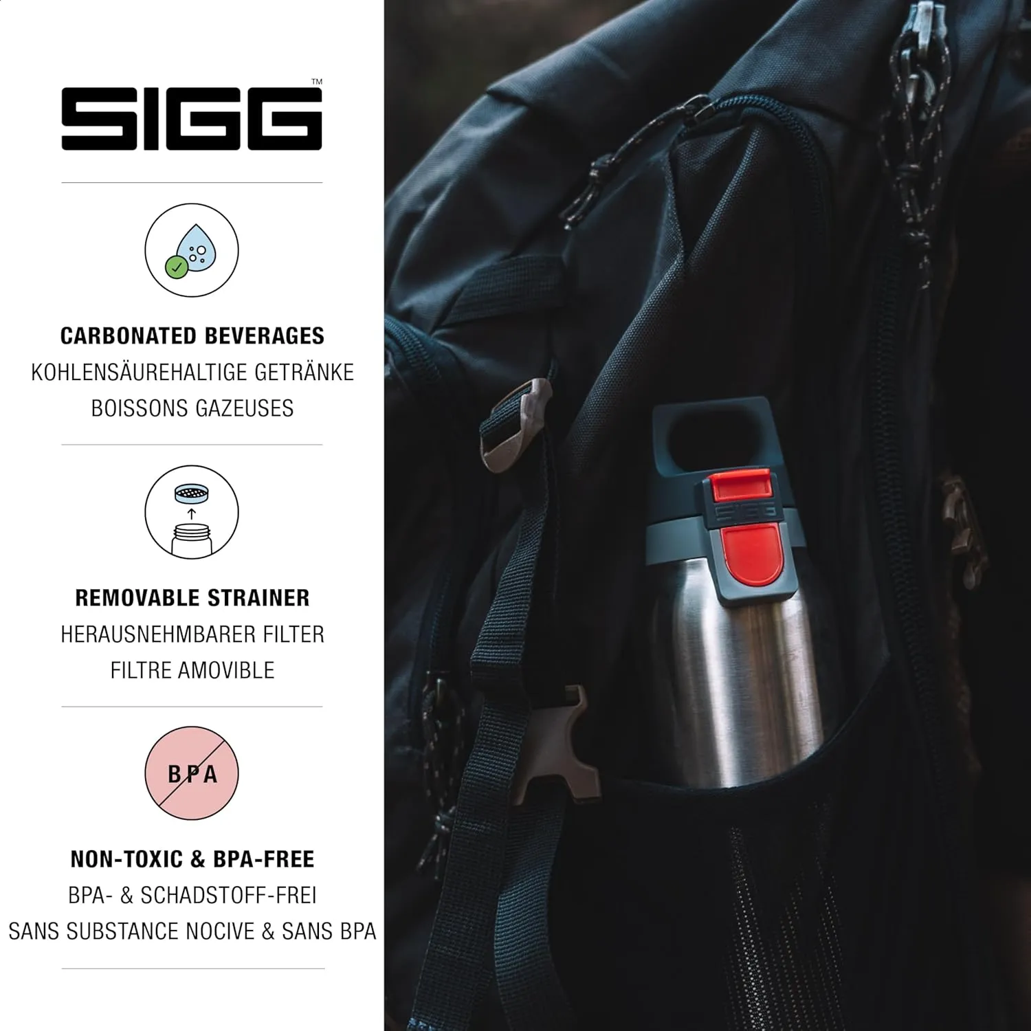 SIGG - Insulated Flask - Thermo Hot & Cold ONE Light - Fruit Filter- BPA-Free - Stainless Steel - 19 Oz