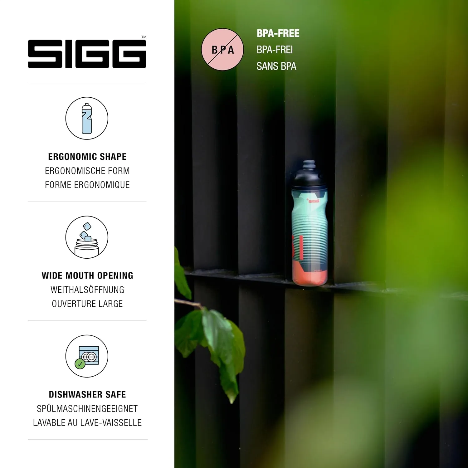 SIGG - Soft Bike Water Bottle - Pulsar Therm Frost - Insulated - Squeezable - Dishwasher Safe - Lightweight - Leakproof - BPA Free - Sports Bottle with SureSnap® Valve - Pink - Aqua - 22 Oz