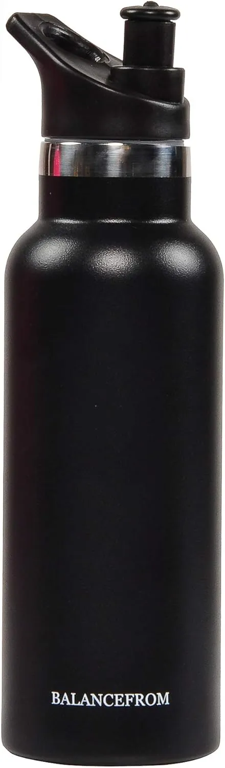 Signature Fitness Double-Wall Vacuum Insulated Stainless Steel Water Bottle, 3 Caps Included, Multiple Colors and Sizes