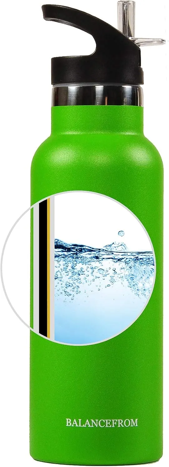 Signature Fitness Double-Wall Vacuum Insulated Stainless Steel Water Bottle, 3 Caps Included, Multiple Colors and Sizes