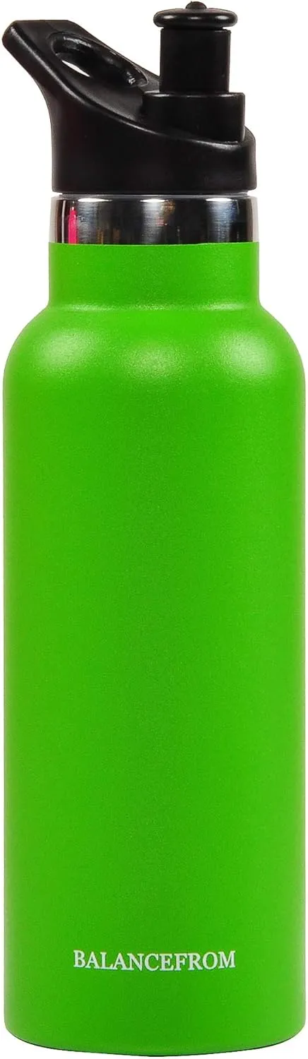 Signature Fitness Double-Wall Vacuum Insulated Stainless Steel Water Bottle, 3 Caps Included, Multiple Colors and Sizes