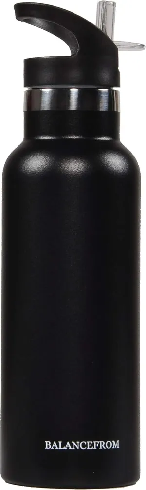 Signature Fitness Double-Wall Vacuum Insulated Stainless Steel Water Bottle, 3 Caps Included, Multiple Colors and Sizes
