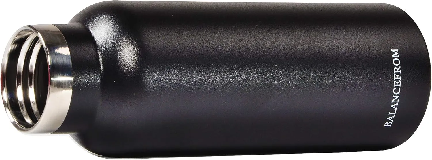 Signature Fitness Double-Wall Vacuum Insulated Stainless Steel Water Bottle, 3 Caps Included, Multiple Colors and Sizes
