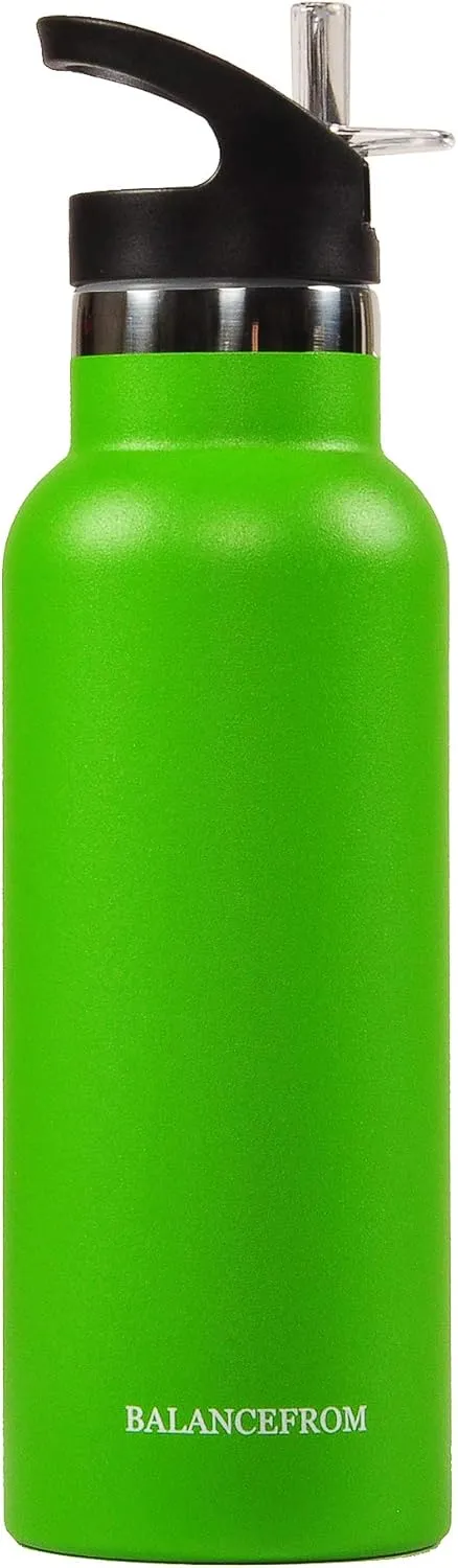 Signature Fitness Double-Wall Vacuum Insulated Stainless Steel Water Bottle, 3 Caps Included, Multiple Colors and Sizes