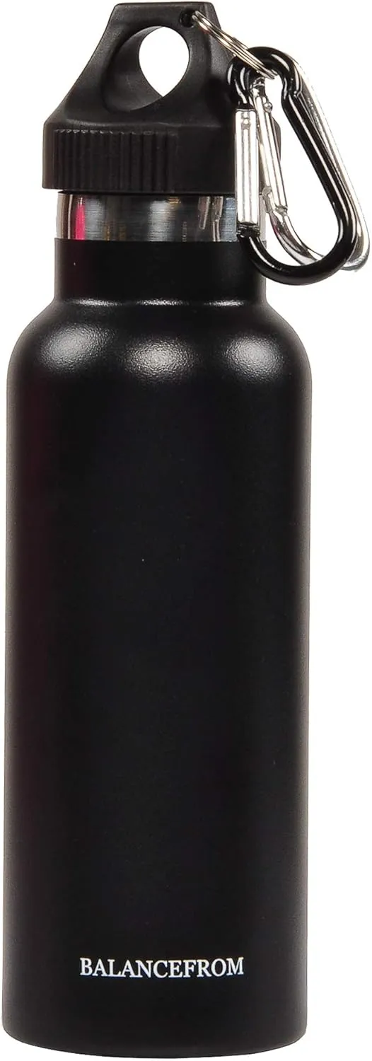 Signature Fitness Double-Wall Vacuum Insulated Stainless Steel Water Bottle, 3 Caps Included, Multiple Colors and Sizes