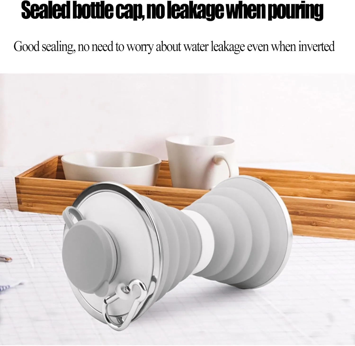 Silicone Collapsible Water Bottle Proof Durable Lightweight Reuseable BPA Free Foldable Water Bottles With Carabiner For Cycling Travel Gym Camping Hiking Portable Leak Proof Sports Water Bottle(Black