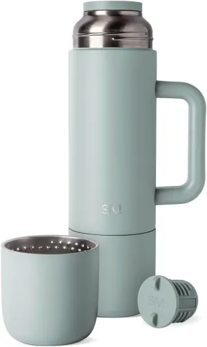 Simple Modern 36oz Insulated Hot Beverage Bottle with 2 Mugs | Travel Coffee Thermos for Hot Drinks | Twist and Pour Top | Commute, Travel, and Picnic Friendly | Roam Collection | Sea Glass Sage