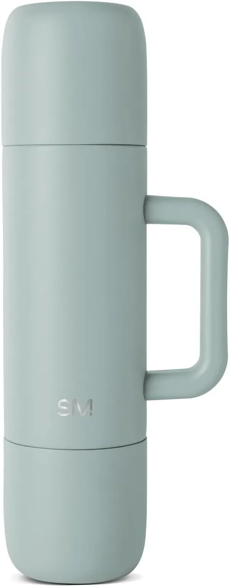 Simple Modern 36oz Insulated Hot Beverage Bottle with 2 Mugs | Travel Coffee Thermos for Hot Drinks | Twist and Pour Top | Commute, Travel, and Picnic Friendly | Roam Collection | Sea Glass Sage