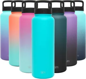 Simple Modern 40oz Water Bottle, Insulated Reusable Wide Mouth Stainless Steel Metal Flask with Handle Lid, Caribbean