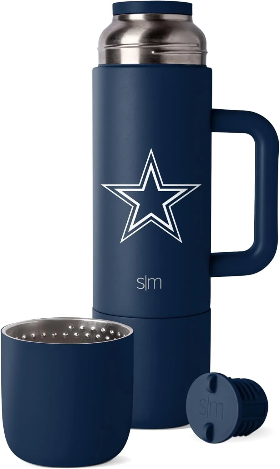 Simple Modern Officially Licensed NFL Dallas Cowboys 36oz Insulated Hot Beverage Bottle with 2 Mugs | Coffee Thermos | Twist and Pour Top | Travel Friendly | Roam Collection | Dallas Cowboys