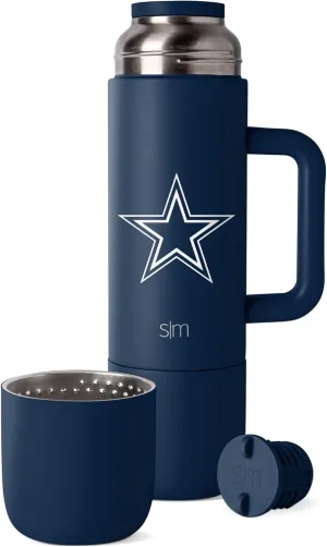 Simple Modern Officially Licensed NFL Dallas Cowboys 36oz Insulated Hot Beverage Bottle with 2 Mugs | Coffee Thermos | Twist and Pour Top | Travel Friendly | Roam Collection | Dallas Cowboys