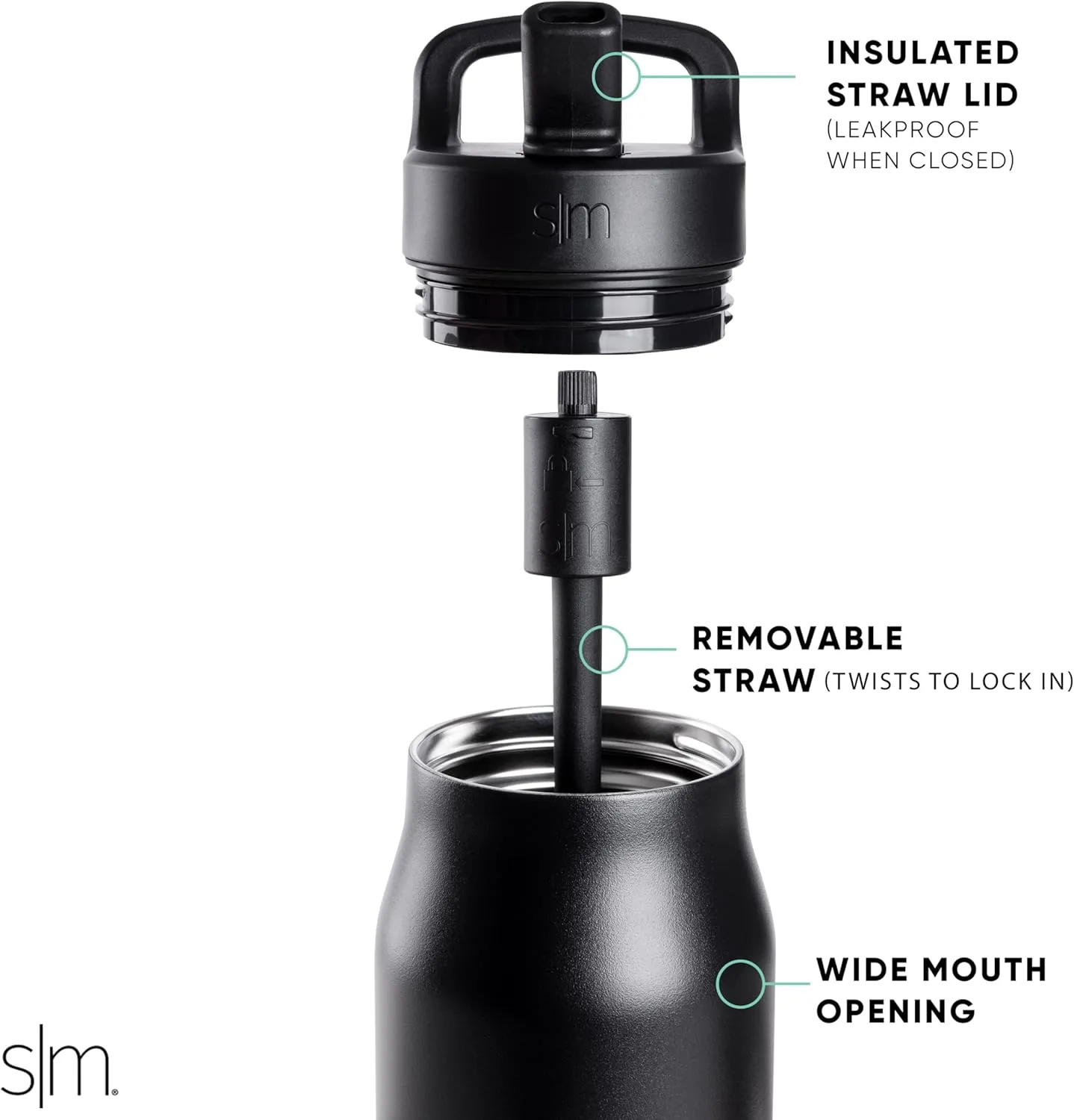 Simple Modern Water Bottle with Push Button Straw Lid | Ceramic-Lined Insulated Stainless Steel | Travel Water Bottles for Gym & Sports | Leak Proof | Mesa Signature Collection | 34oz, Into the Night