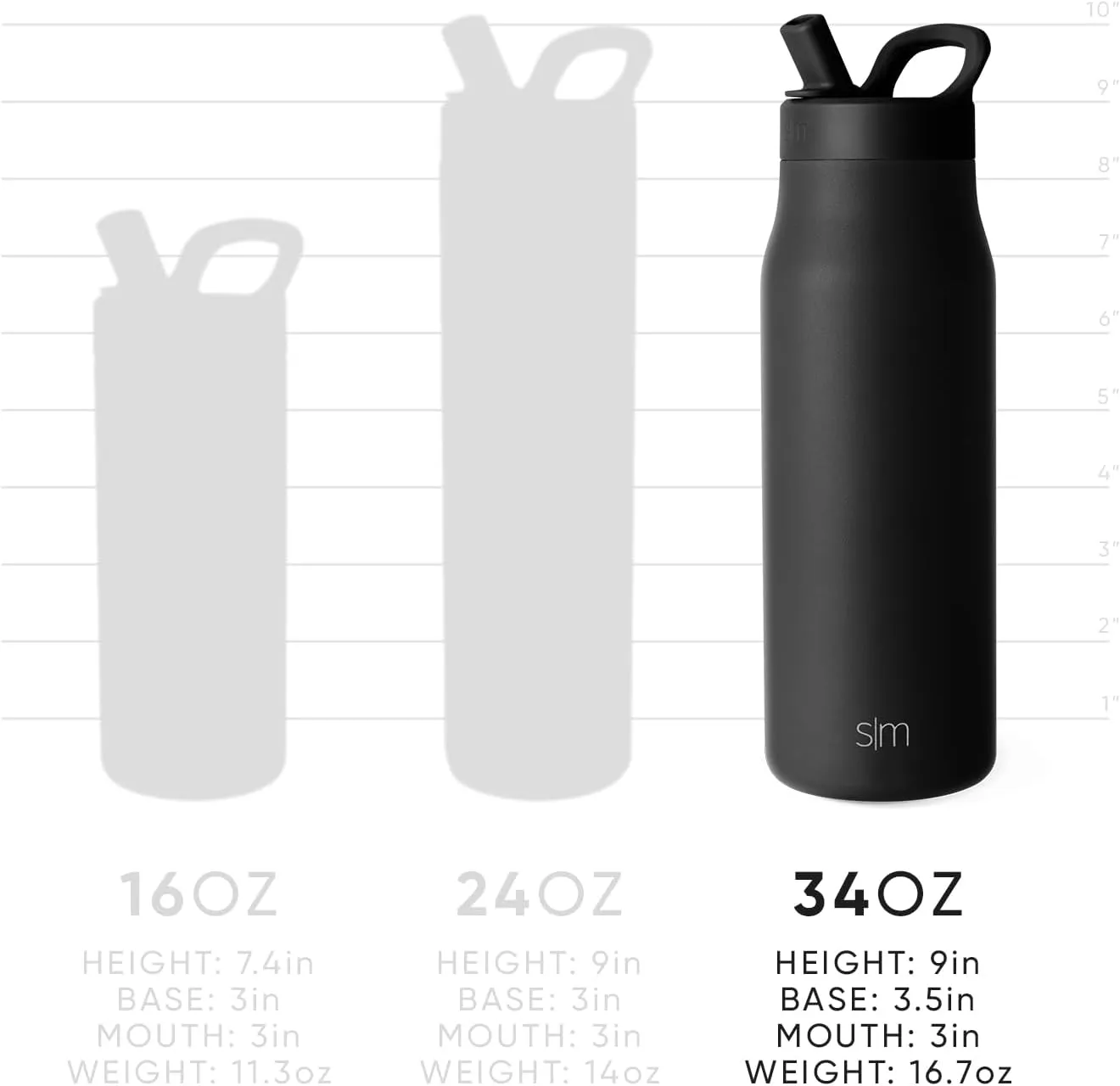 Simple Modern Water Bottle with Push Button Straw Lid | Ceramic-Lined Insulated Stainless Steel | Travel Water Bottles for Gym & Sports | Leak Proof | Mesa Signature Collection | 34oz, Into the Night