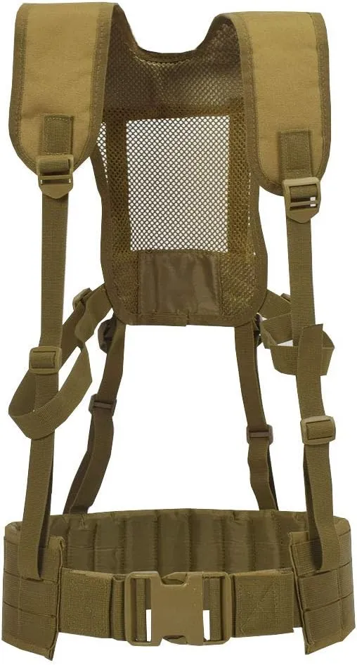 SINAIRSOFT Tactical Padded Battle Belt with Detachable Suspender Straps，Airsoft Combat Duty Belt Removable Harness