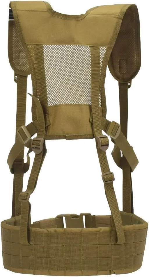 SINAIRSOFT Tactical Padded Battle Belt with Detachable Suspender Straps，Airsoft Combat Duty Belt Removable Harness