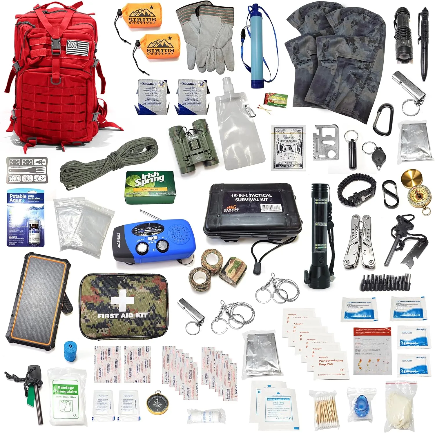 Sirius: Pre-Packed Bug Out Bag - 72 Hour Kit for 2 People - Bugout Backpack Survival Kit - Premium 50L Go Bag Tactical Backpack - Essential Bug Out Gear - Upgraded Survival Backpack