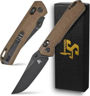 Sitivien ST124 Folding Pocket Knife, D2 Steel Micarta Handle,Ball Bearing Pivot, Axis lock with Pocket Clip for Camping,Outdoor EDC Knife Tool-Green