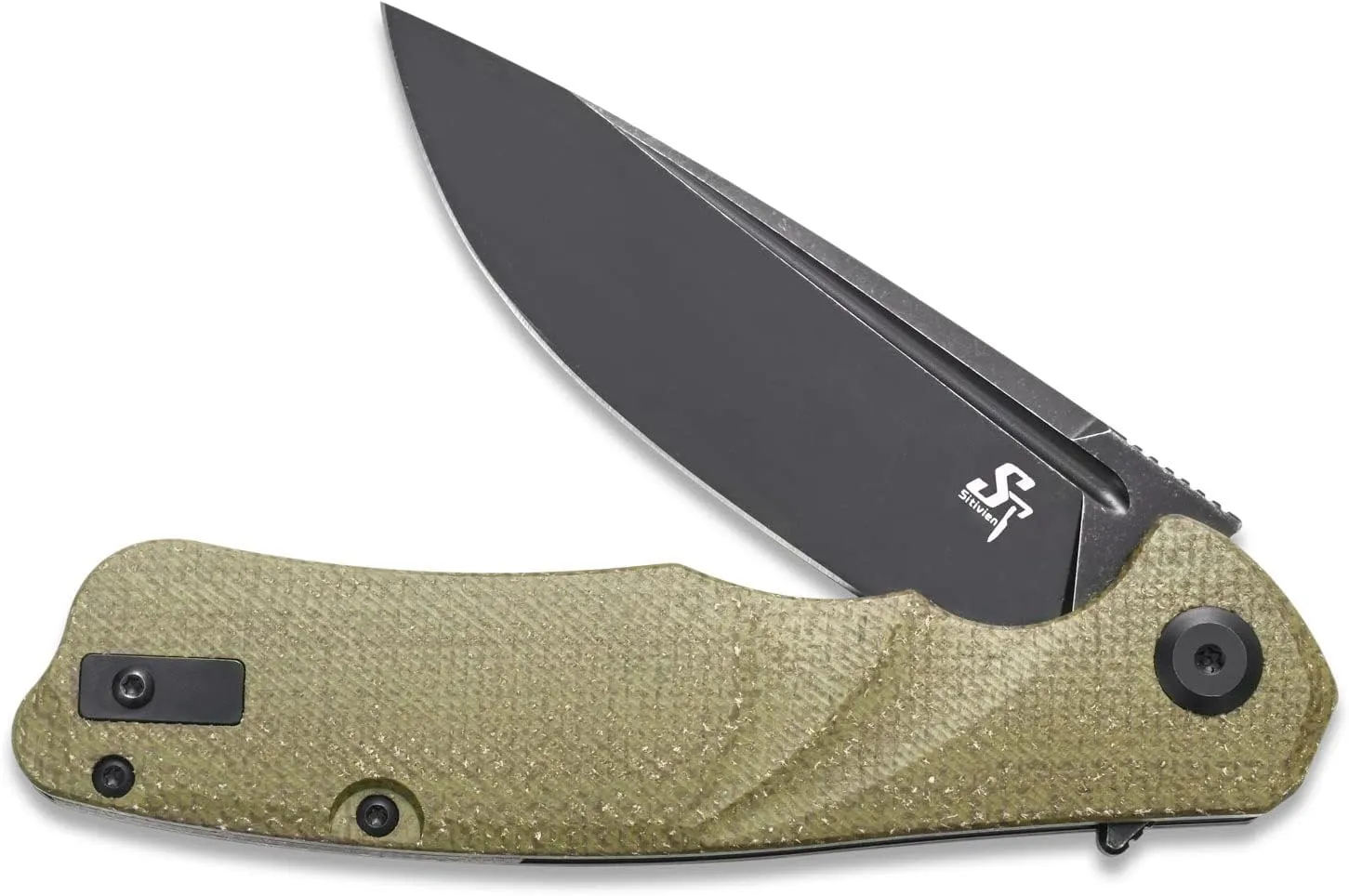 Sitivien ST132 Folding Knife,D2 Steel,Micarta Handle EDC Knife with Liner Lock for Outdoor Hiking Camping(Green)
