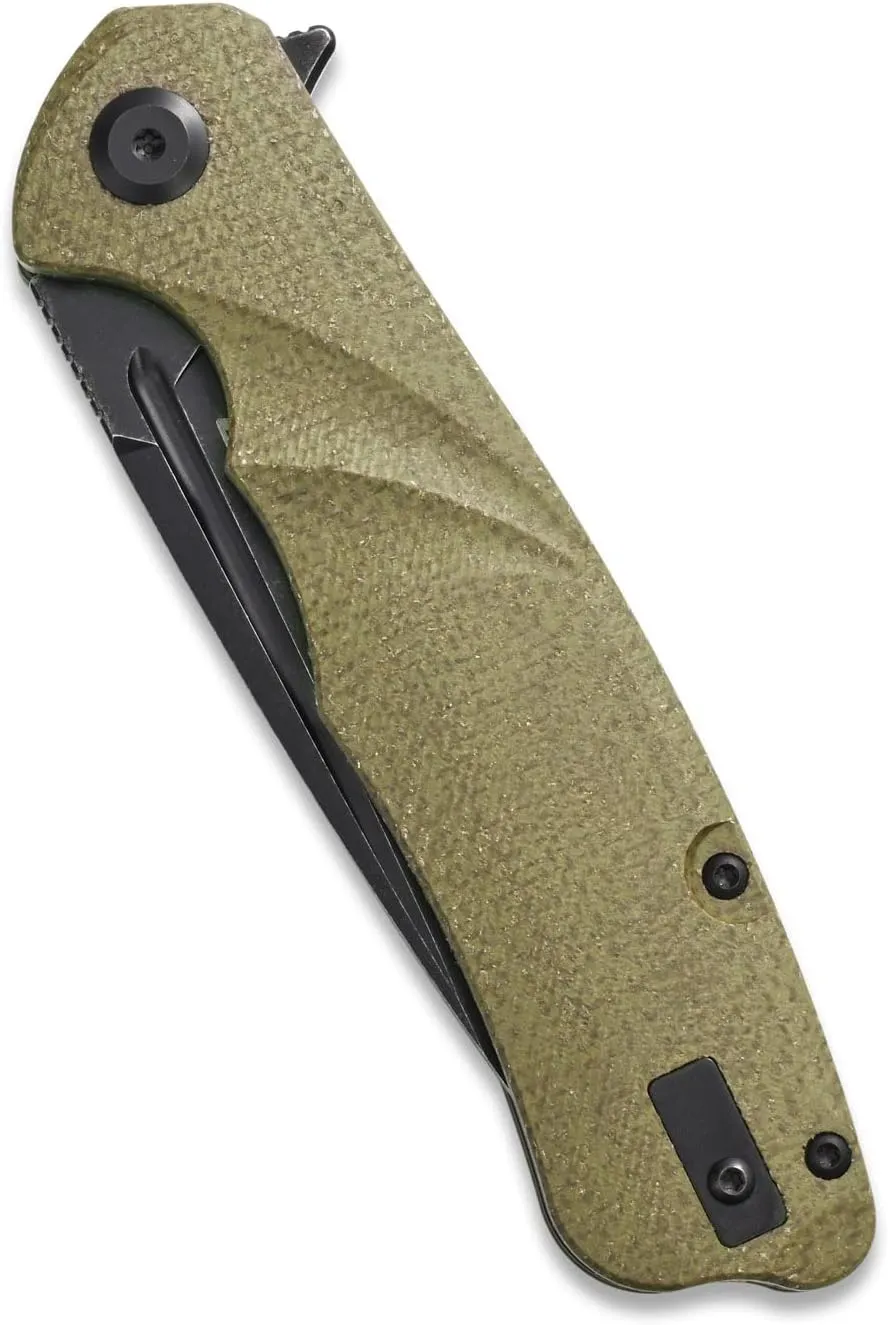 Sitivien ST132 Folding Knife,D2 Steel,Micarta Handle EDC Knife with Liner Lock for Outdoor Hiking Camping(Green)