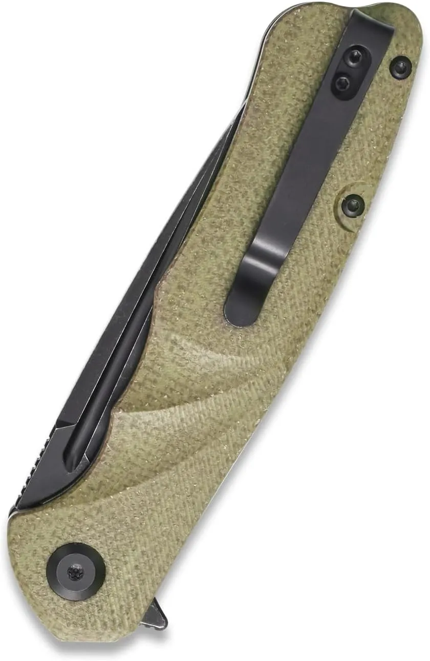 Sitivien ST132 Folding Knife,D2 Steel,Micarta Handle EDC Knife with Liner Lock for Outdoor Hiking Camping(Green)