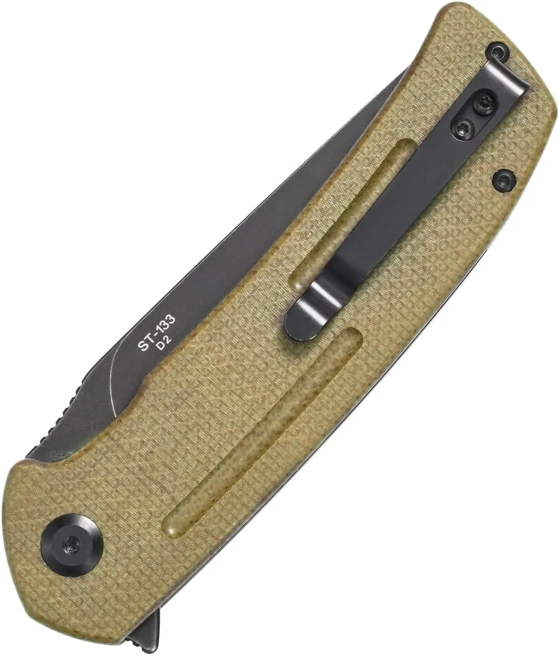 Sitivien ST133 Folding Knife,D2 Blade,Micarta Handle EDC Tool Knife for Outdoor Camping Hiking(Green)